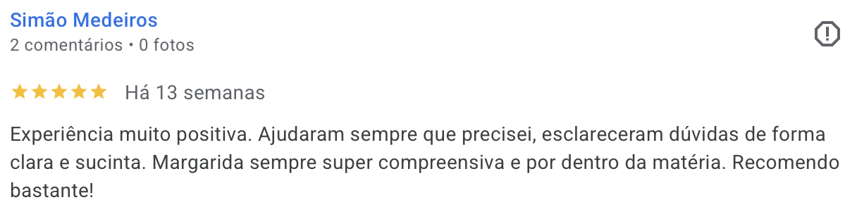 Avaliacao Google 5 estrelas de Simao Medeiros: explicacoes claras e sucintas na Matematica com Logica.